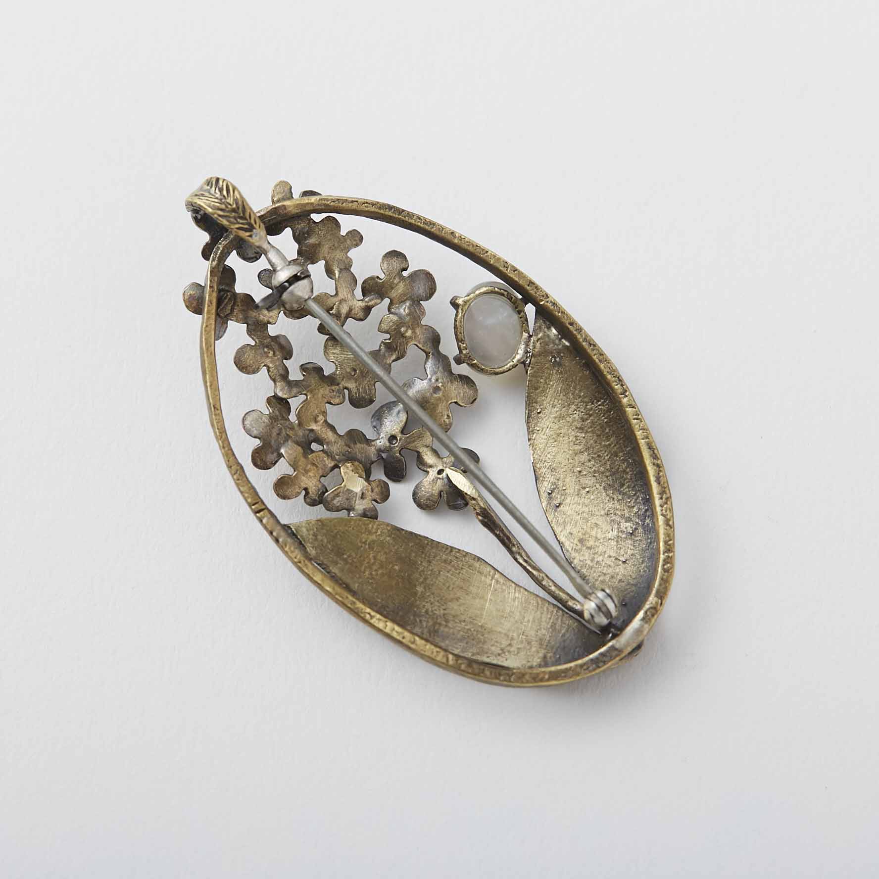 sasakihitomi/ライラックと白蝶貝のブローチペンダント アンティーク