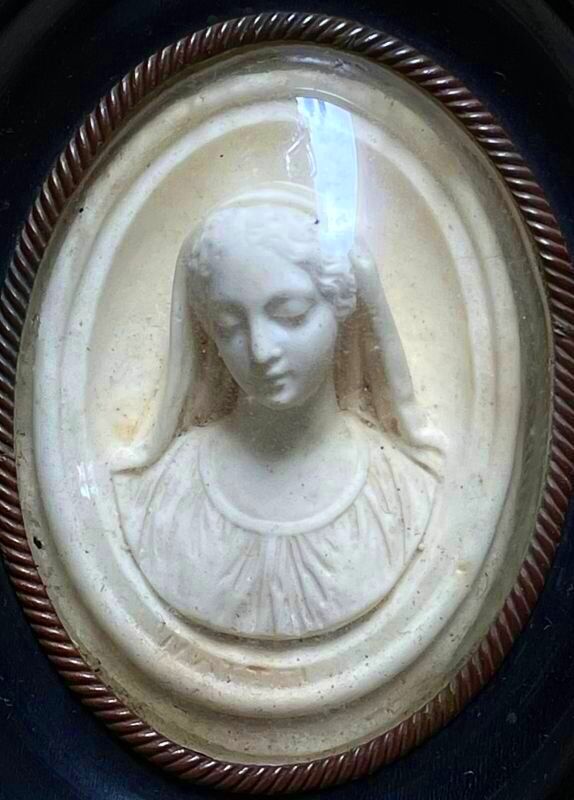 希少】フランスアンティーク 美しい幼子イエス メダイヨン 彫刻