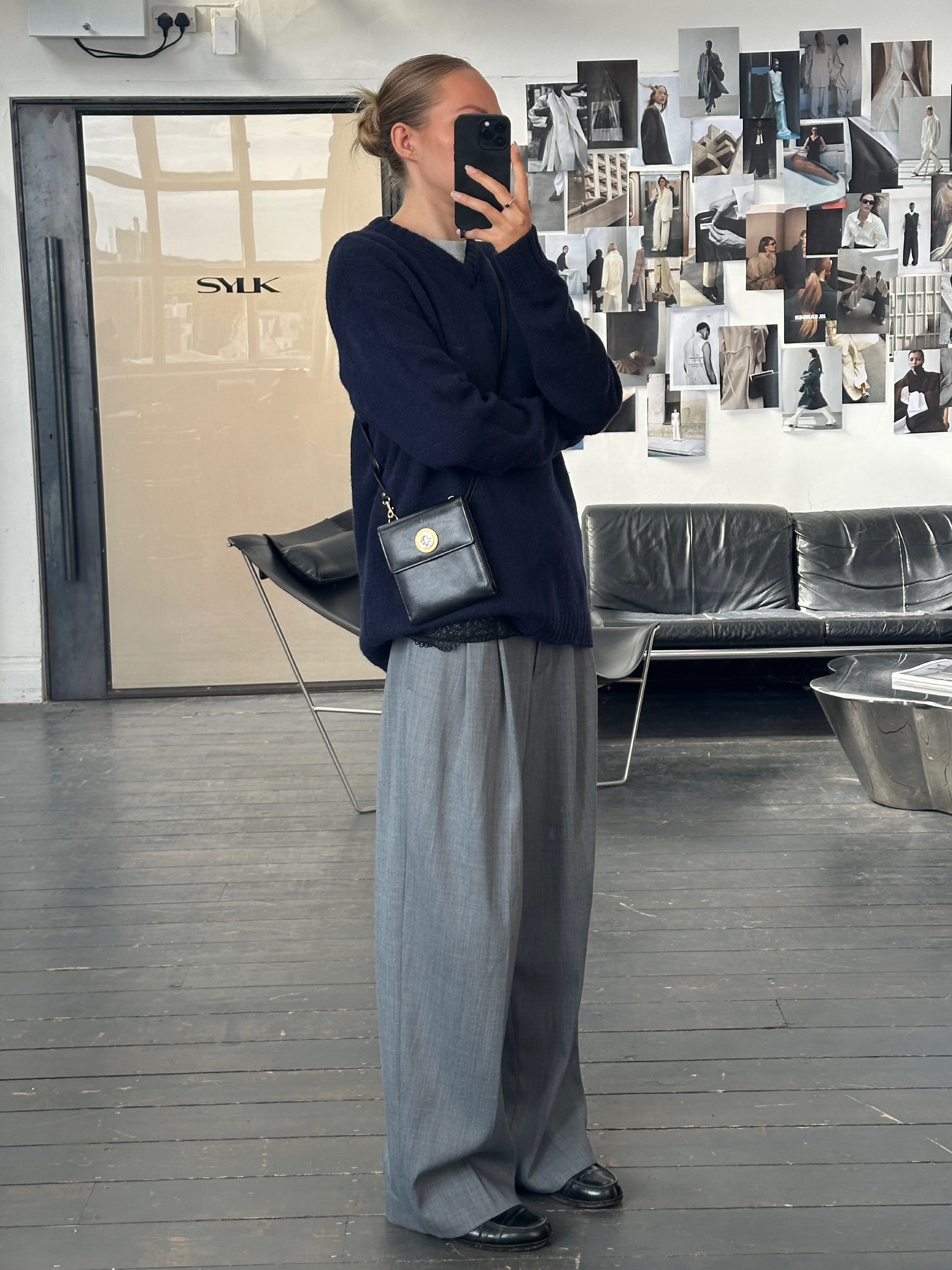 Armani Jeans 1990s Pure Wool Knitted Logo Jumper - L/XL